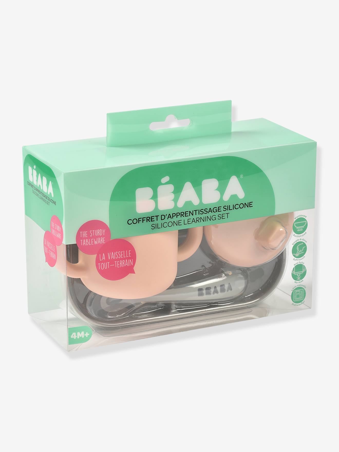 Conjunto de aprendizagem de silicone BEABA com 3 peças, azul