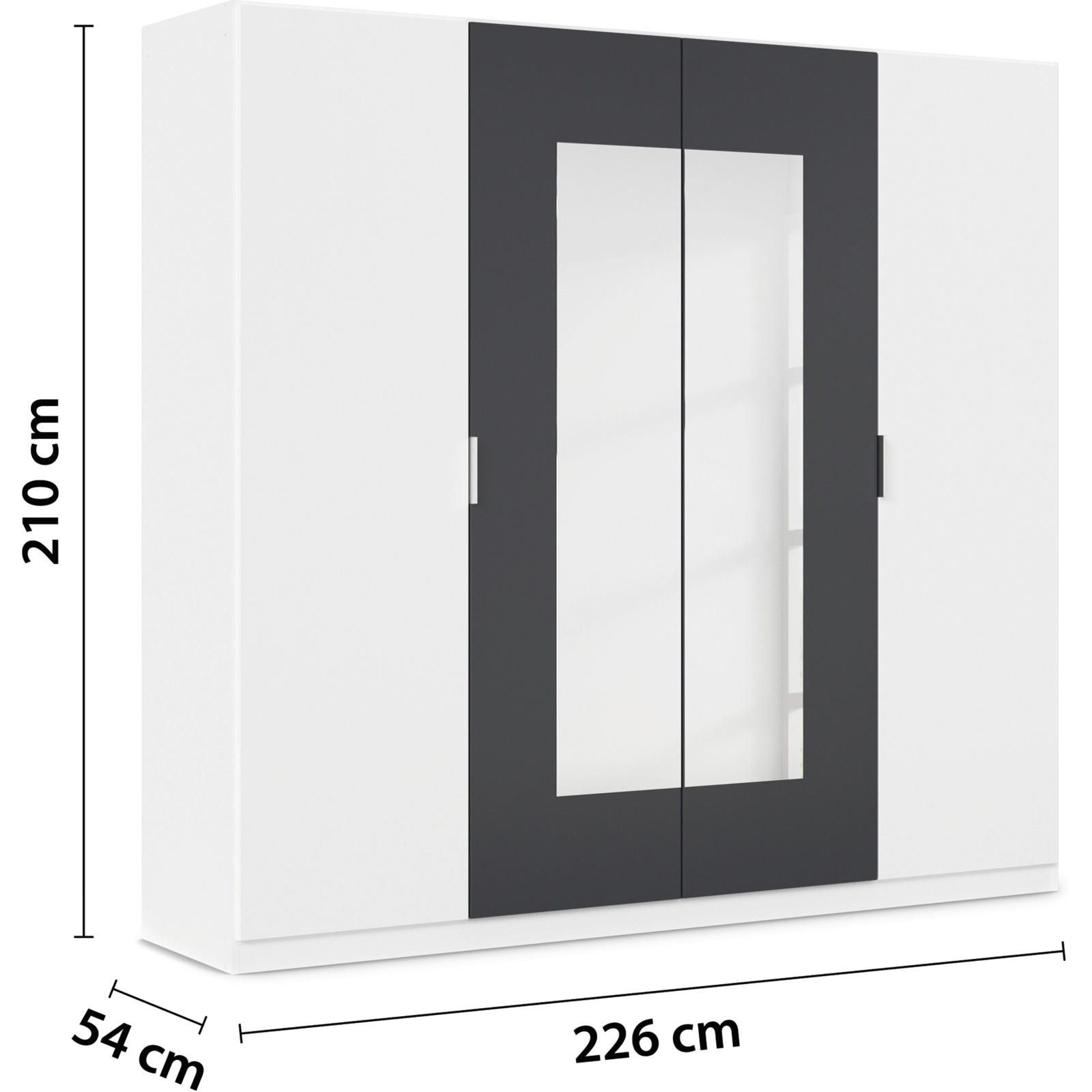 Schrank Monza 4-türig weiss / grau met.