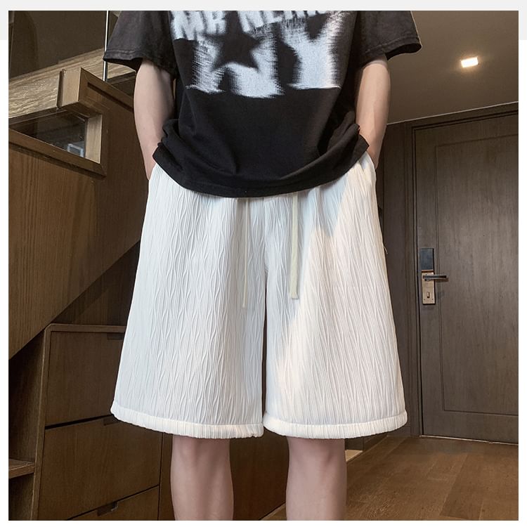 emeisa - Jacquard shorts met trekkoord in de taille en wijde pijpen