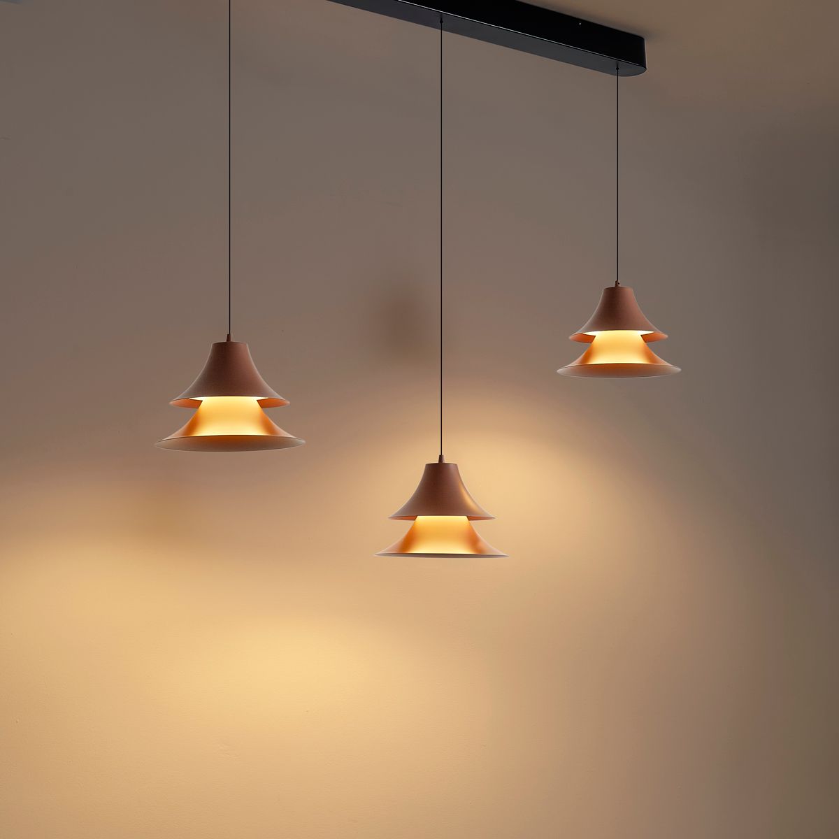 Hanglamp zwart met mokka incl. LED 3-staps dimbaar 3-lichts easylift - Witch