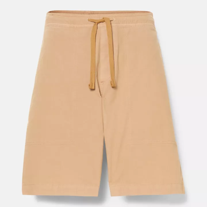 Short en popeline teint en plongée pour homme en jaune
