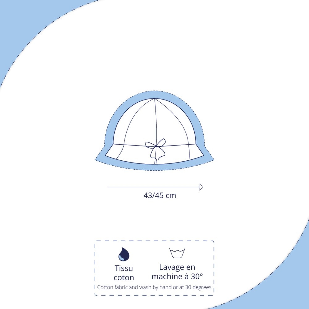 Chapeau Soleil Charlotte Broderie Anglaise Marine