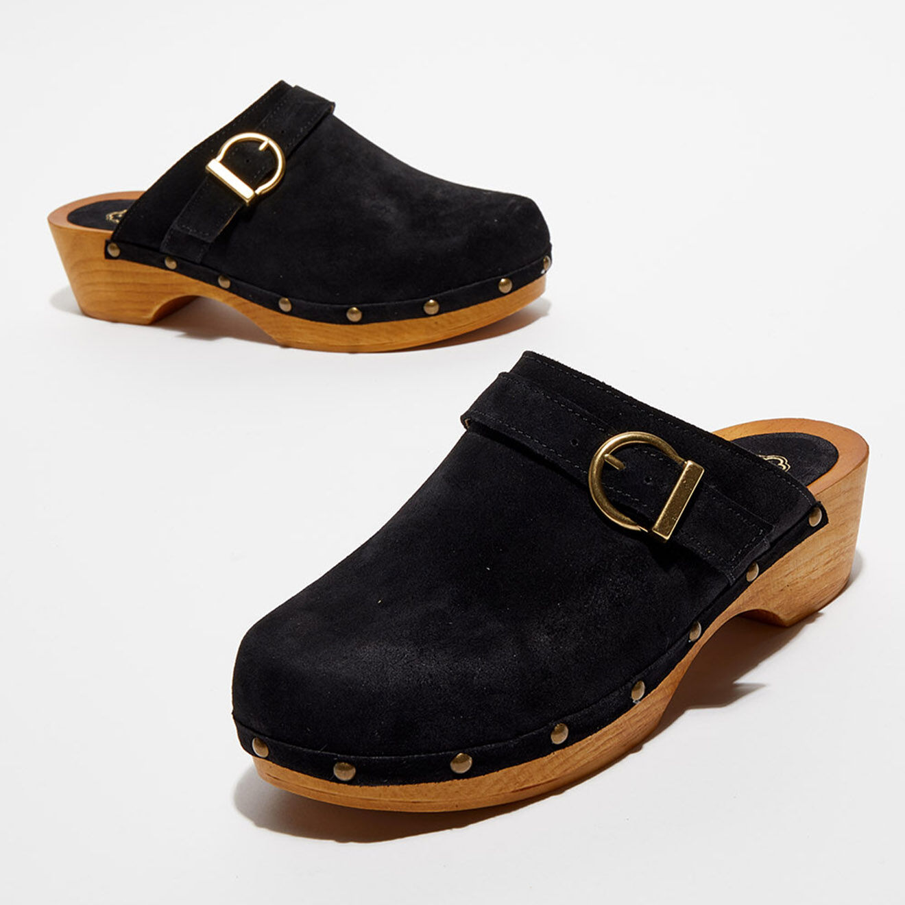 Apologie Studio Sabots en Velours de Cuir Léa noirs - Talon 5 cm