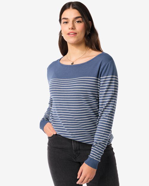 pull Olga à rayures pour femmes bleu