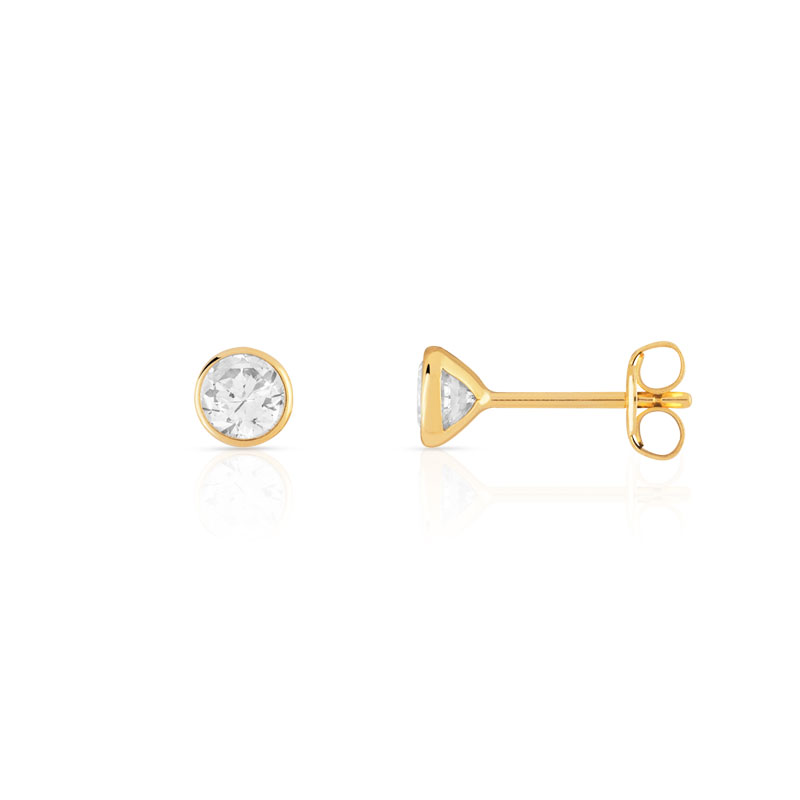 Boucles d'oreilles or 375 jaune zirconias