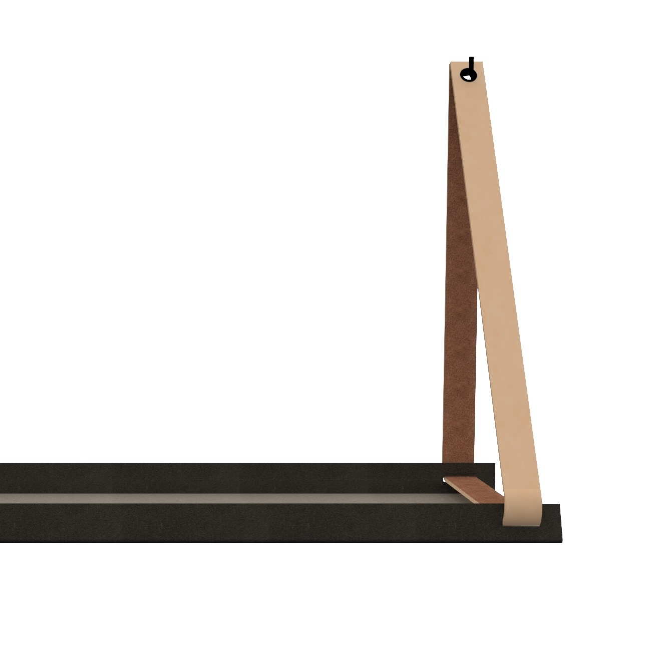 Stalen wandplank 98x20cm - incl. leren plankdragers Stalen wandplank met leren plankdragers - Peach