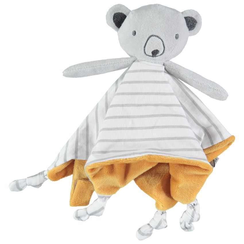 Doudou mouchoir ours en velours - Gris clair