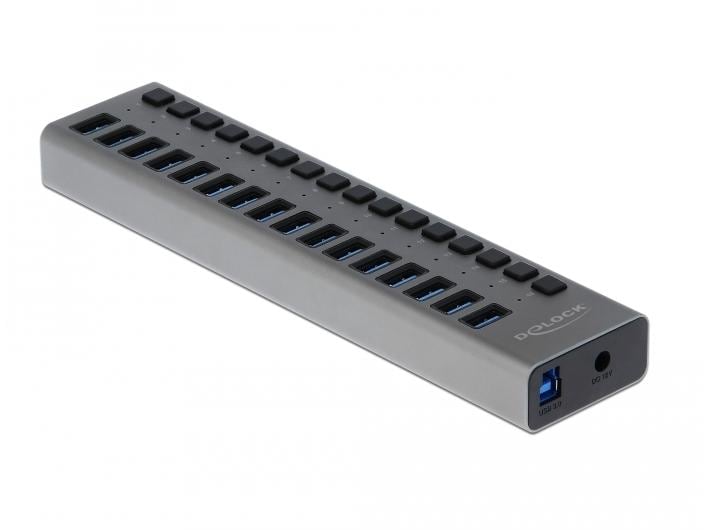 Delock USB-Hub 16-Ports und Schalter Stabiler USB Hub von Delock im Metallgehäuse