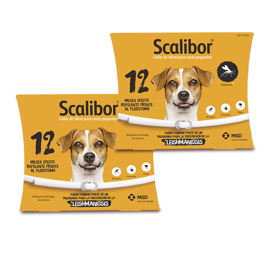 Pacote com 2 coleiras antiparasitárias Scalibor para cães de 48 cm.