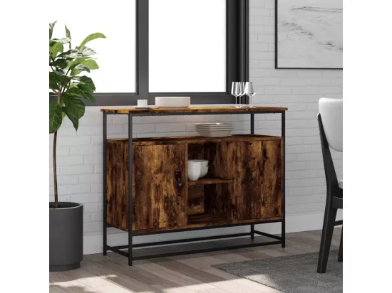 Buffet chêne fumé 100x35x80 cm bois d'ingénierie