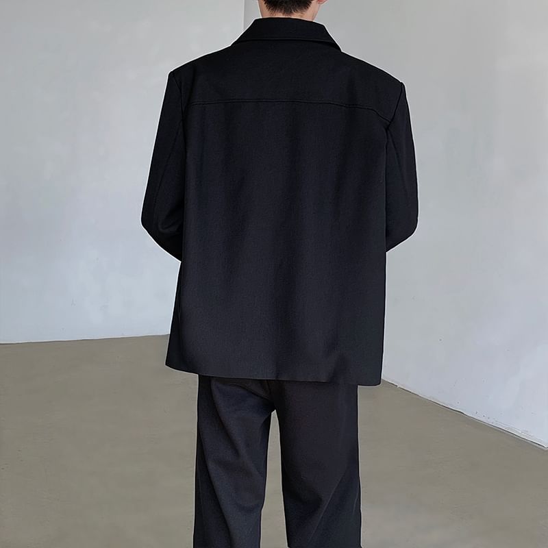 Orungeetun - Asymmetrische blazer met lange mouwen en effen kleur