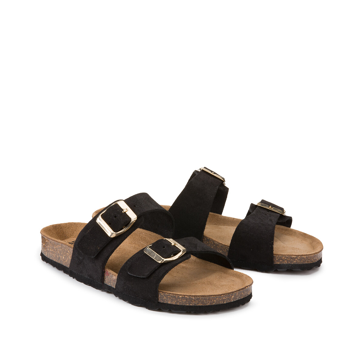COLEÇÃO LA REDOUTE<br>Mules de camurça com fivelas duplas