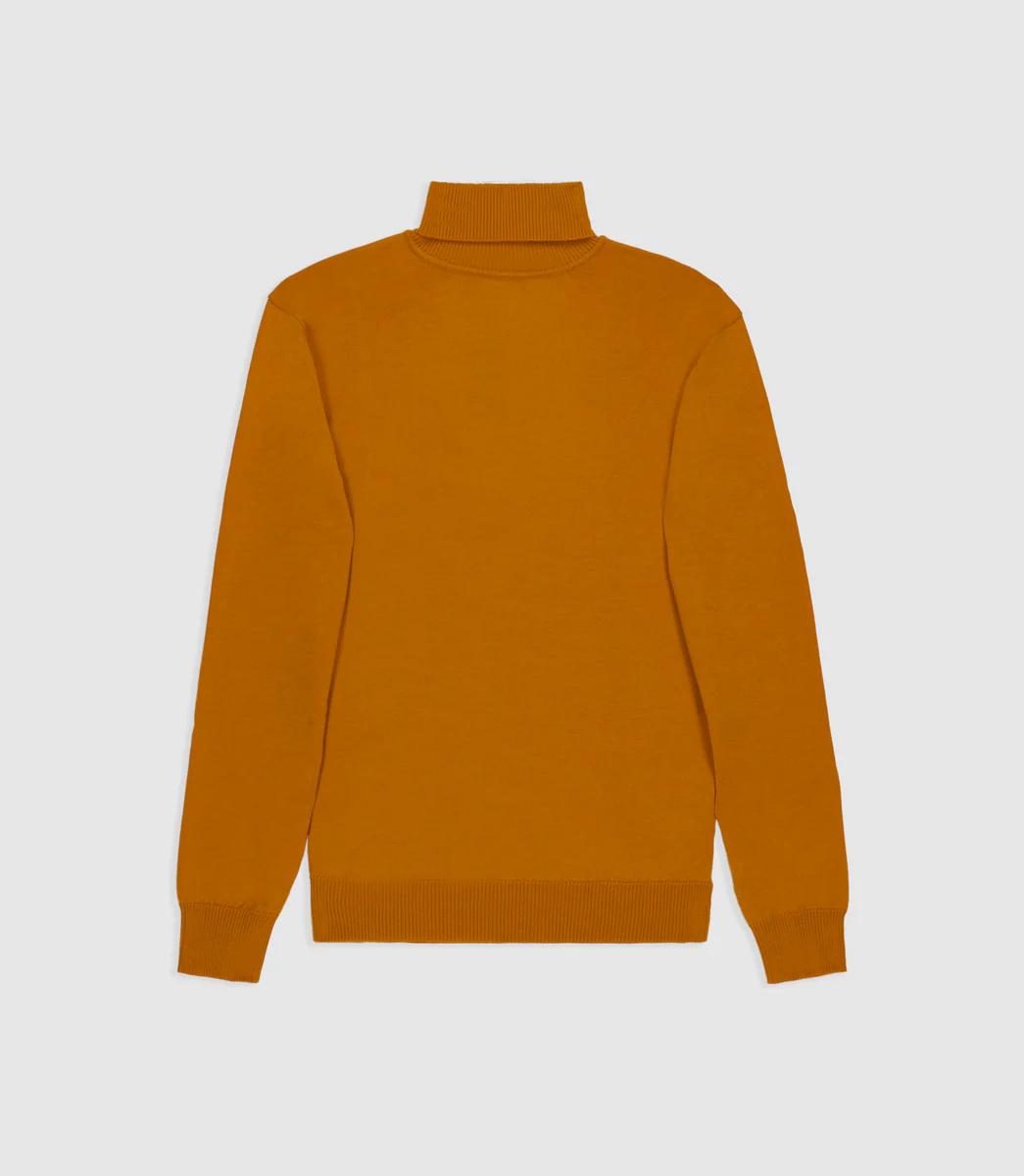Pull col roulé en laine mérinos orange BRUNO