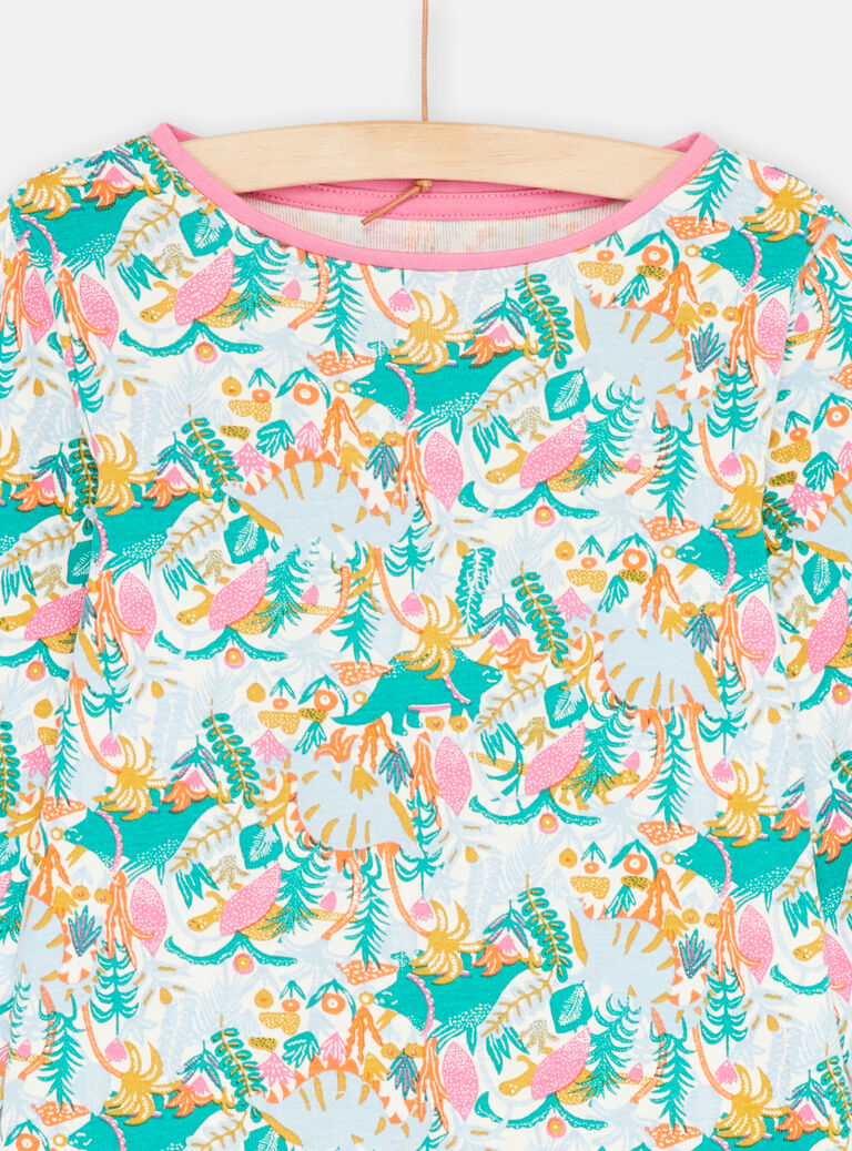 Pyjama écru à imprimé tropical fille