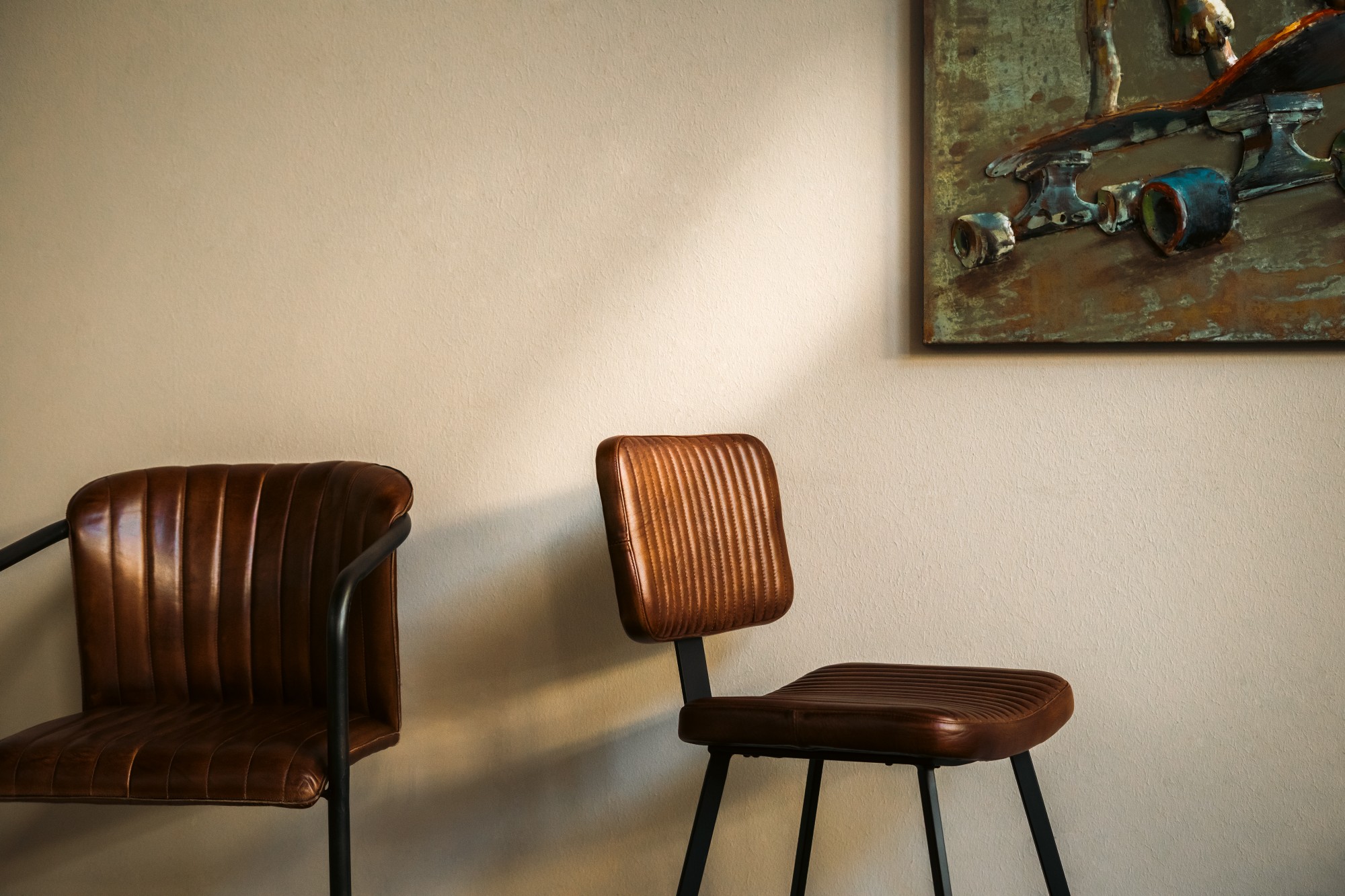 Lederstuhl 'Bult', braun, B 47 cm, H 82 cm, L 51 cm von fischer's lagerhaus