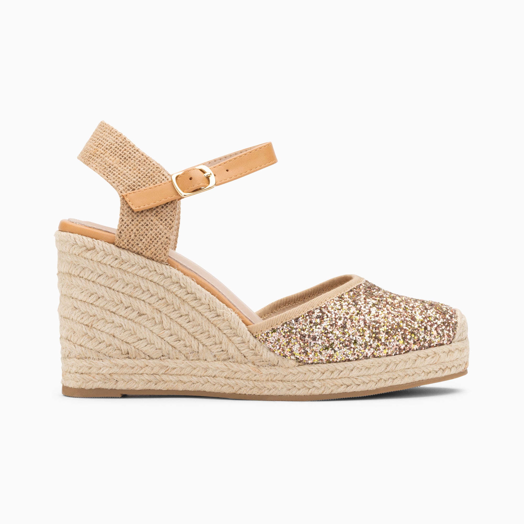 Sandales à talon, Compensées-Sandales compensées Jeanne à paillettes multicolores
