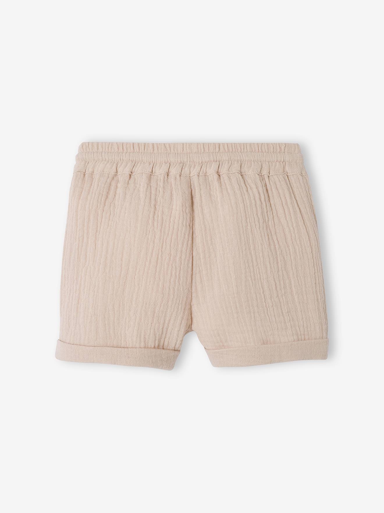 Calções de bebé em chiffon de algodão bege
