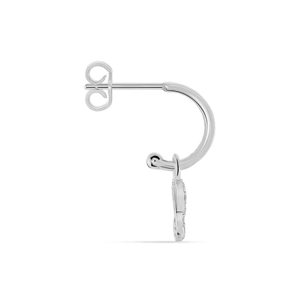 Créole Unitaire Ancelin Rondes Argent Blanc Oxyde De Zirconium