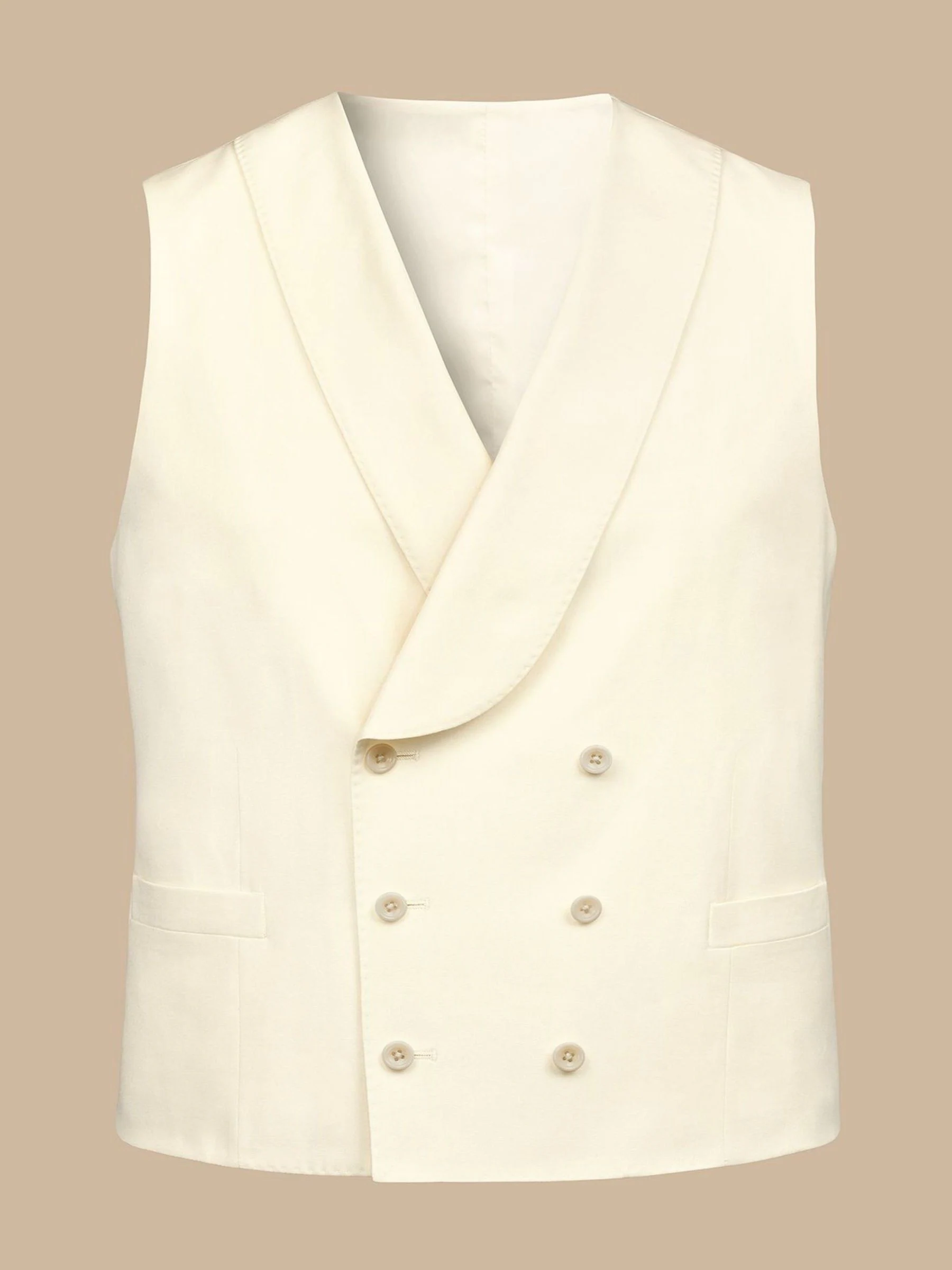 Crème - Charles Tyrwhitt Morning V2 kostuum met verstelbare pasvorm: herenvest