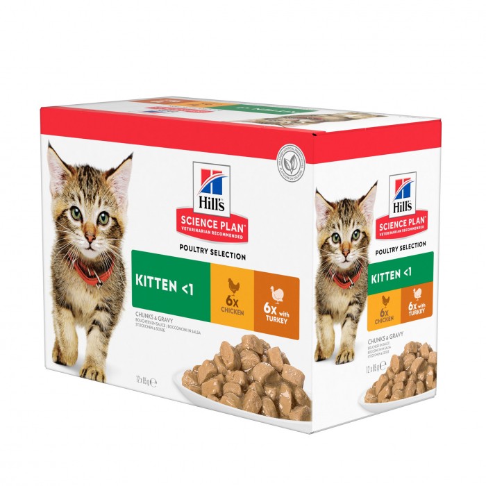 HILL'S Science Plan Kitten en Bouchées au Poulet & à la Dinde – Pâtée pour chaton
