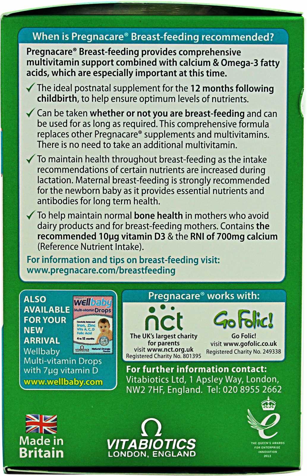 Vitabiotics Pregnacare Lactação 28 cápsulas + 56 comprimidos