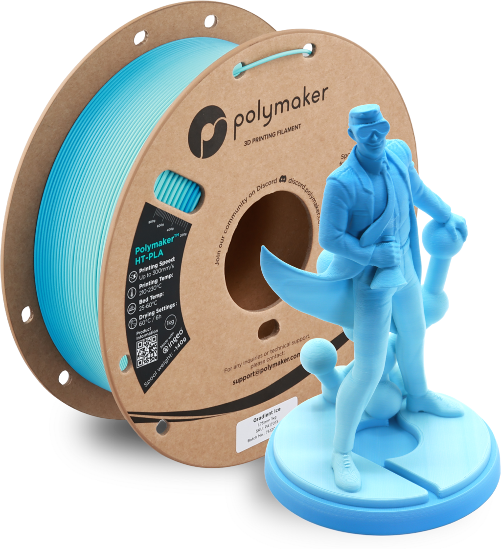 Polymaker  HT-PLA Gradient Ice, 1,75 mm / 1000 g    Hochleistungs-PLA für hitzestabile 3D Druckanwendungen in Gradient Ice