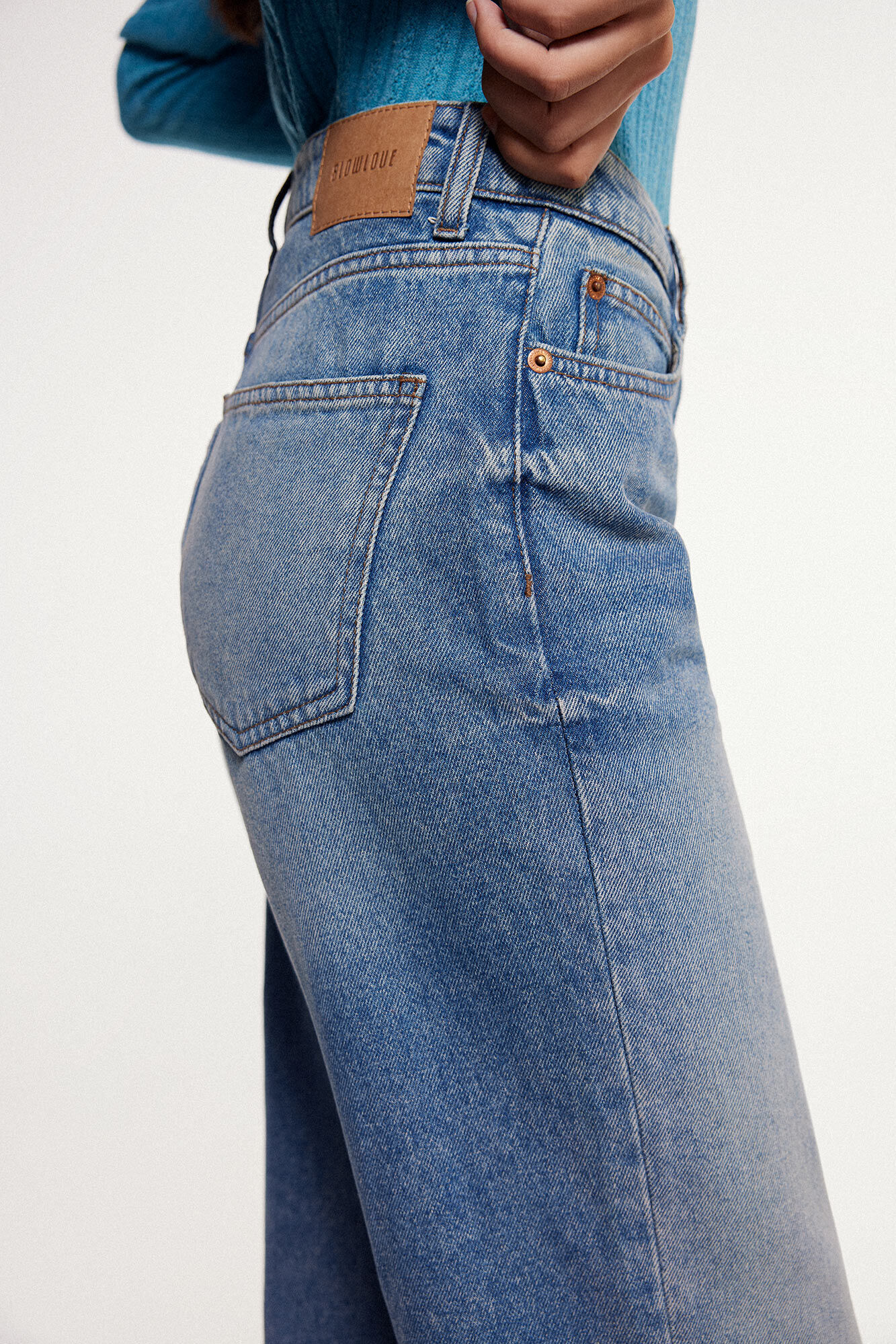 Calça jeans de corte regular - Azul