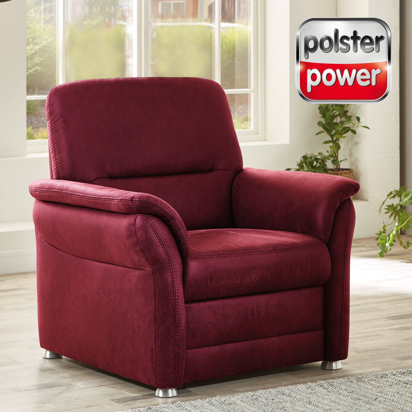 polsterpower Sessel - wine - Microfaser