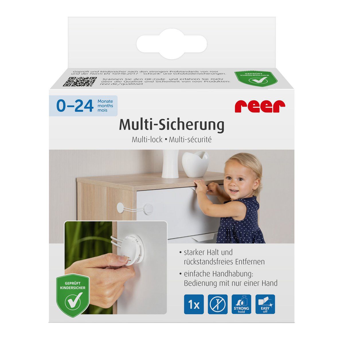 reer Multisicherung zum Sichern von Schränken, Schubladen in Weiß