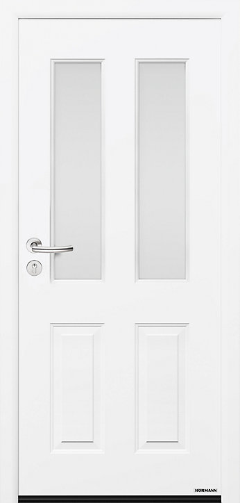 Porte d'entrée Hörmann acier galvanisé l.90 x h.215 cm poussant droit THP410S blanc ral 9016