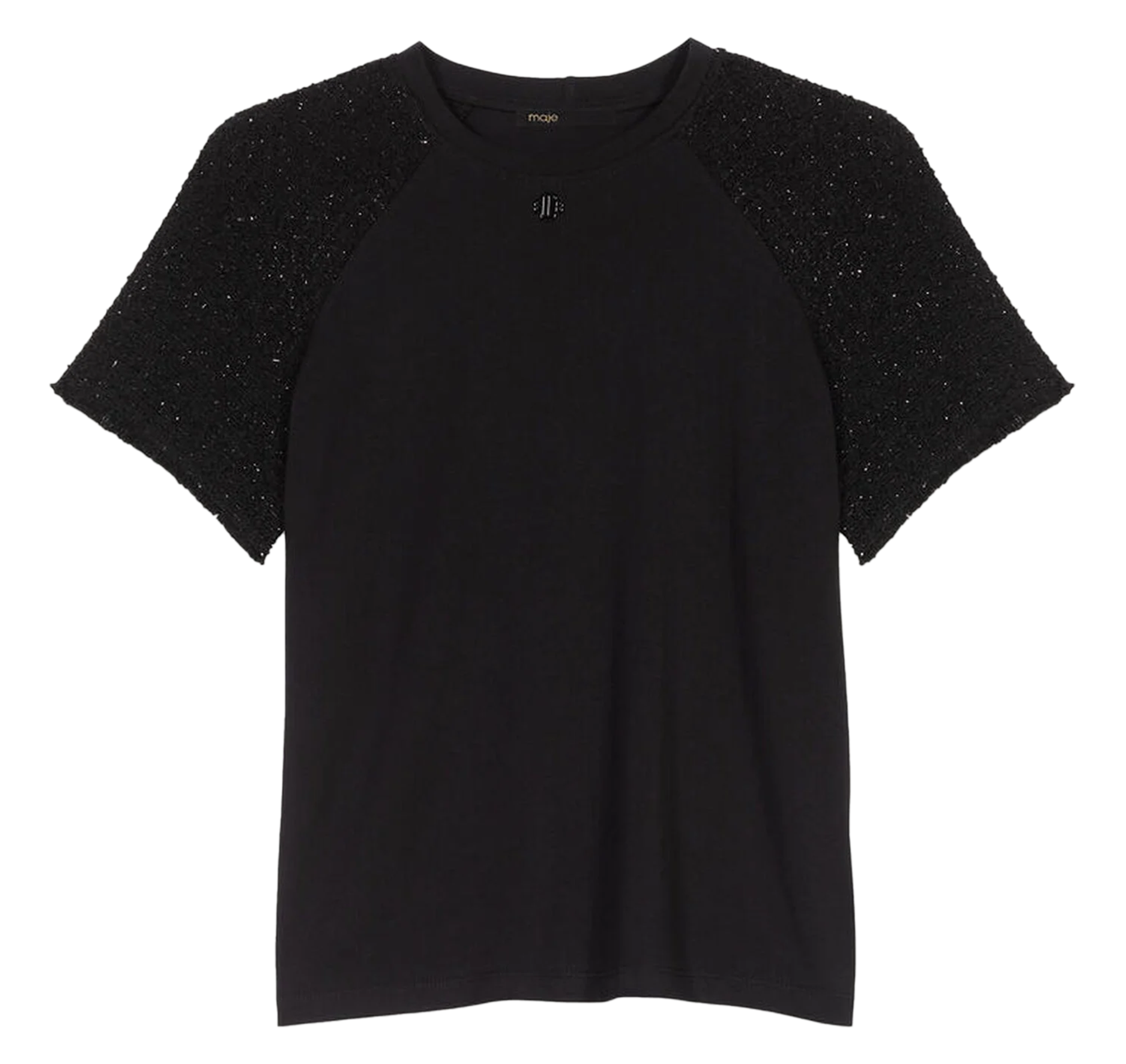 Tee-shirt droit en tweed métallisés | Noir