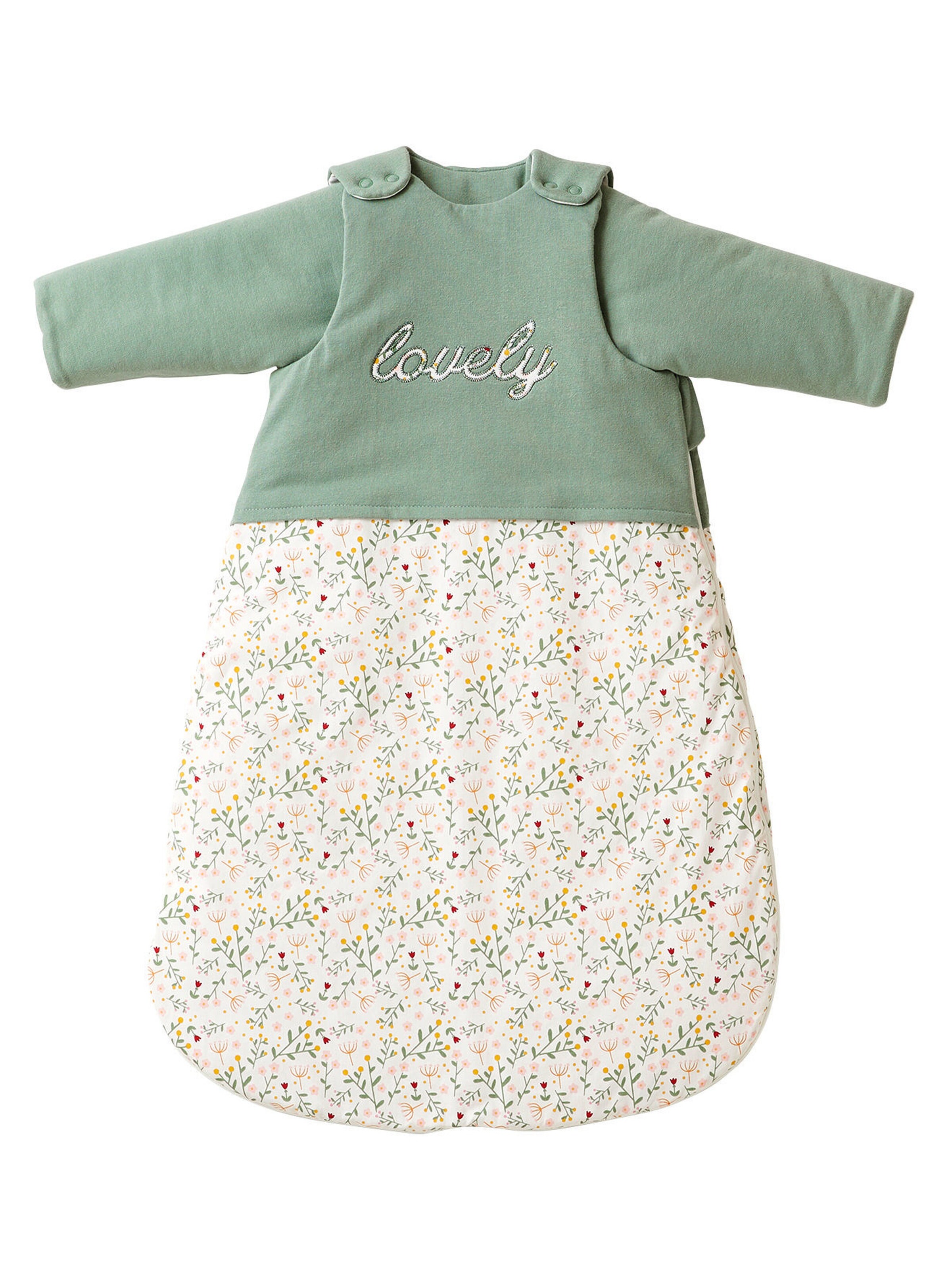 Vertbaudet Baby Winterschlafsack BLUMENZAUBER, Ärmel abnehmbar grün
