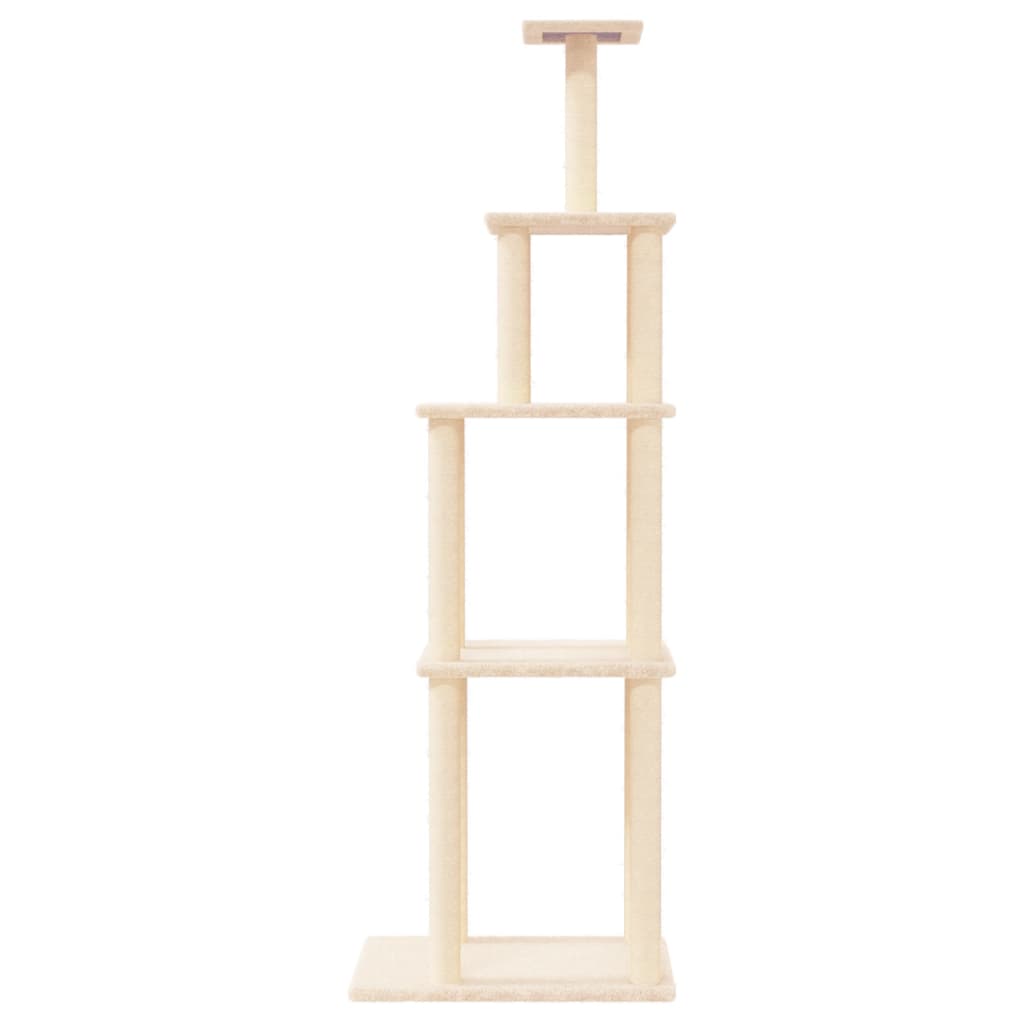 arranhador para gatos vidaXL com postes de sisal, creme, 183 cm