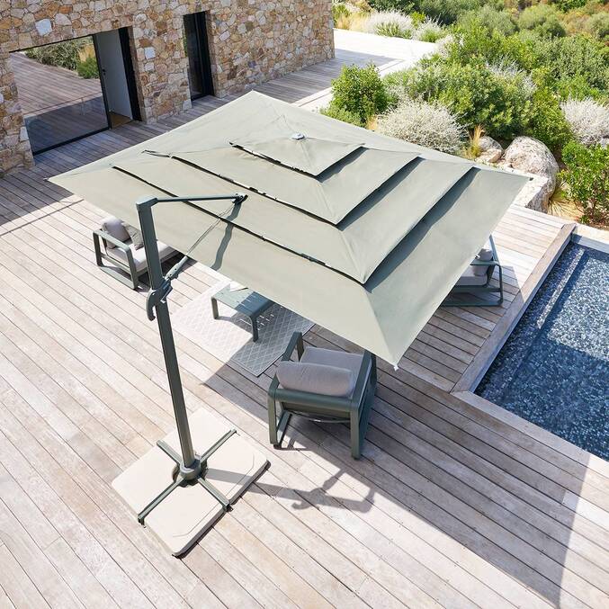 Parasol déporté rectangulaire inclinable MELHIA Vert laurier