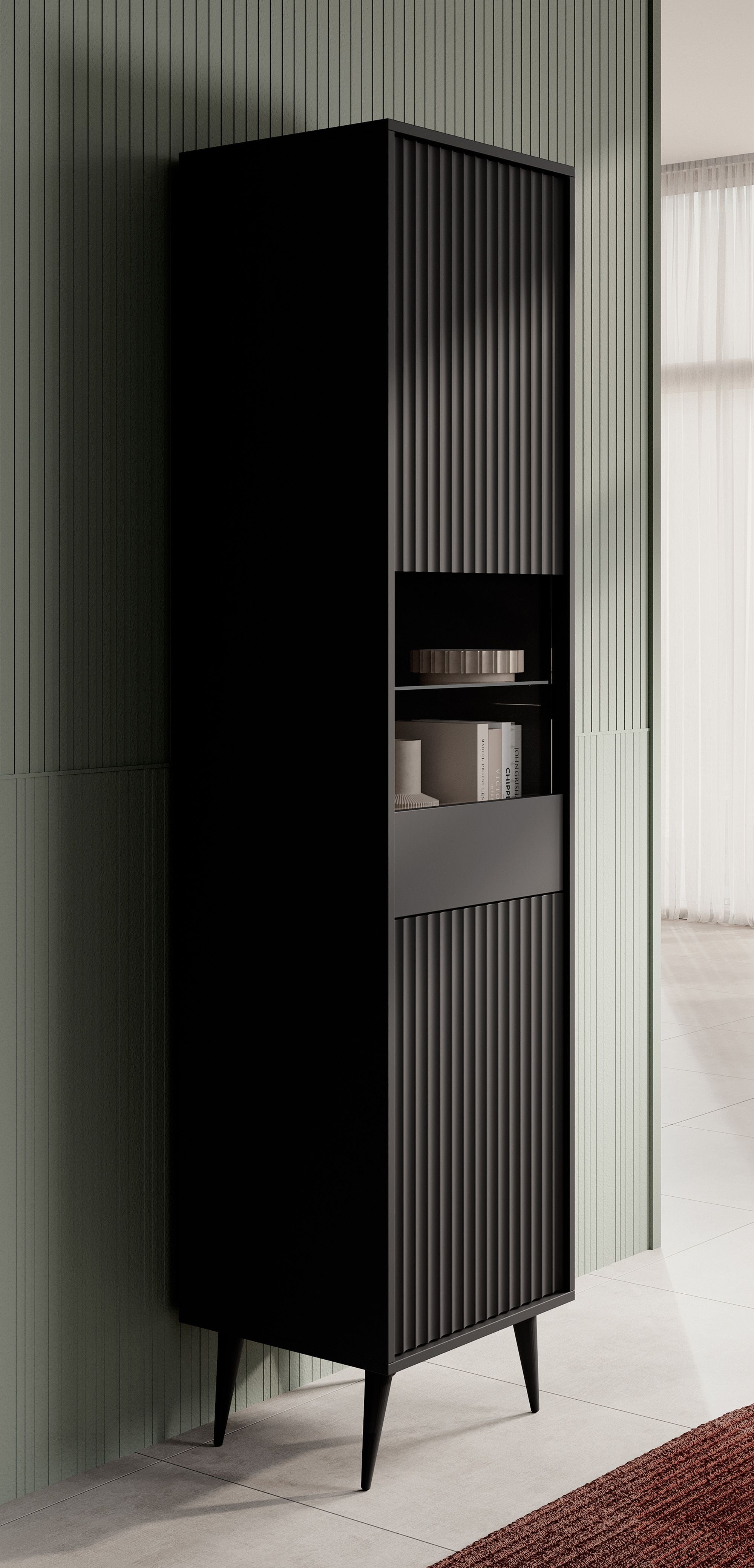Winq - Vitrinekast - Antraciet - 47x40x193 cm