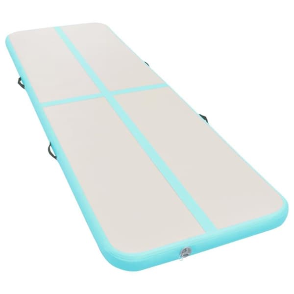 vidaXL Oppblåsbar gymnastikkmatte med pumpe 300x100x10 cm PVC grønn
