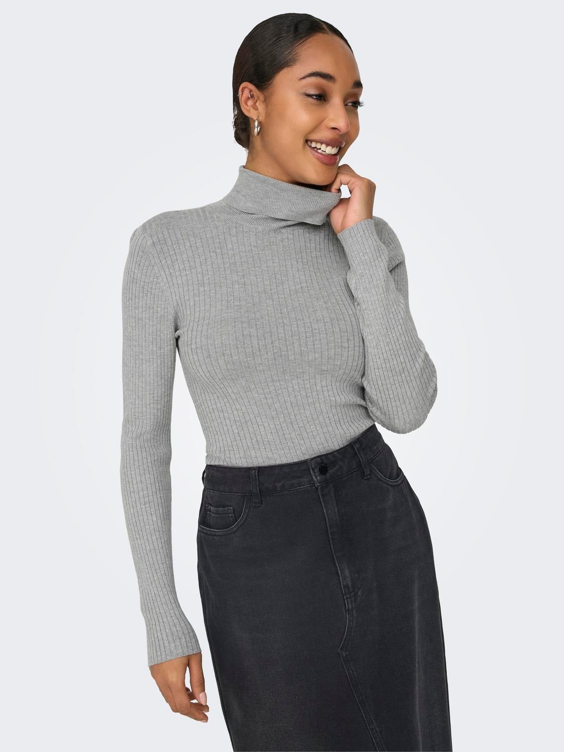 JDYPLUM Strickpullover Light Grey Melange
