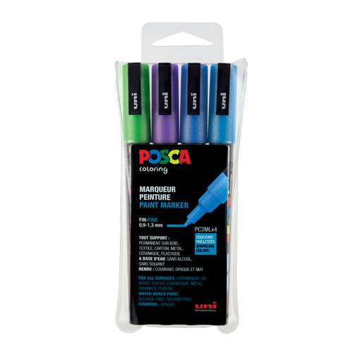 UNI POSCA Glitter-Marker PC-3ML 4er-Sets