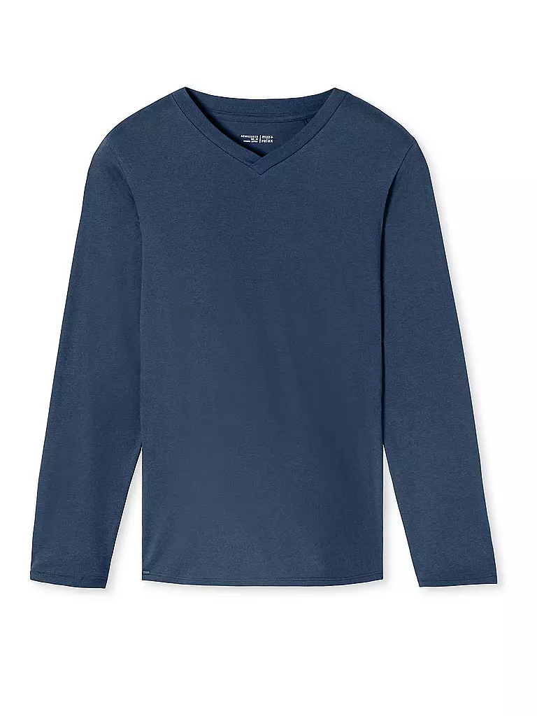 SCHIESSER Pyjama Langarmshirt MIX + RELAX blau
