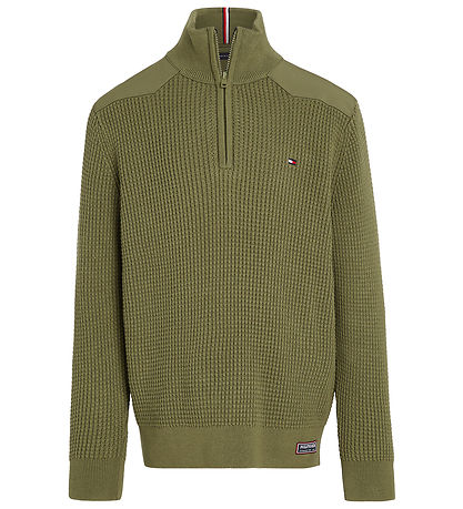 Tommy Hilfiger Bluse - Strick - Utility Half Zip - Utility Olive