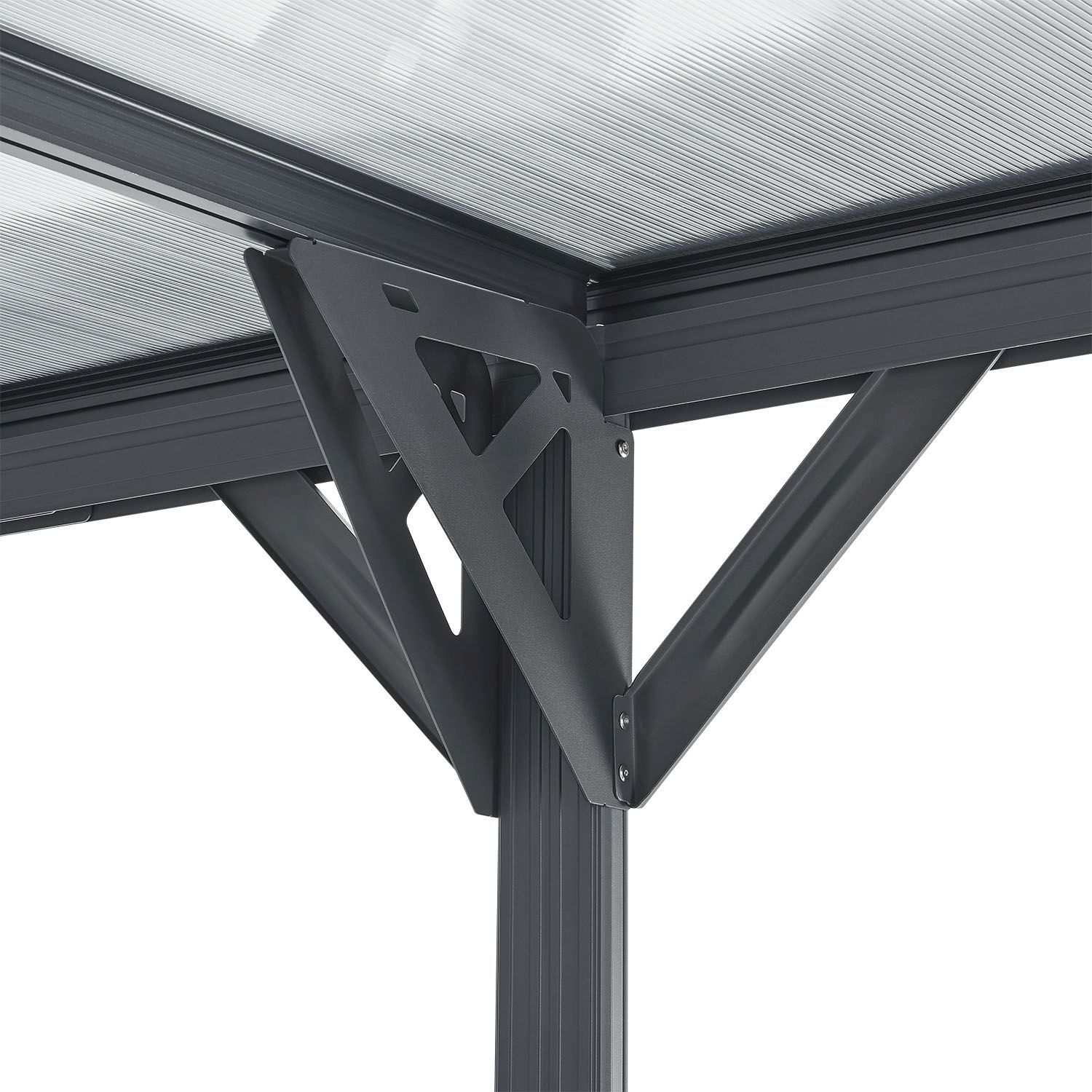 Juskys Carport mit Flachdach 5x3 m – freistehende Überdachung aus Aluminium mit Doppelstegplatten