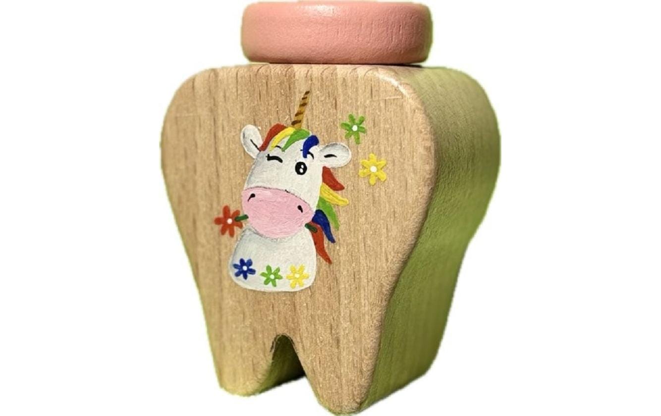 Milchzahndose EinhornMilchzahndose aus Holz