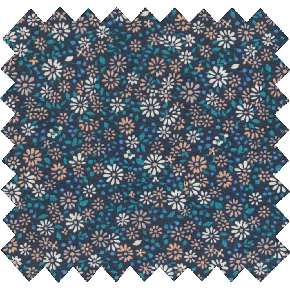 Coupon Tissu 50 Cm Paquerette Marine
