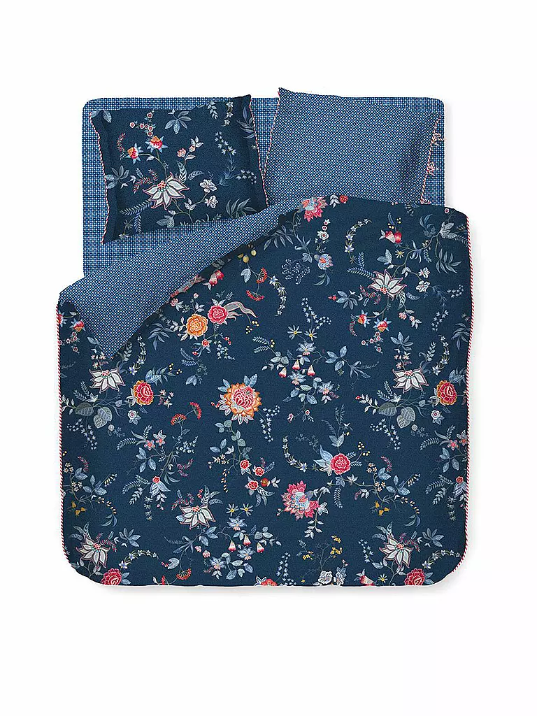 PIP STUDIO Perkal Bettwäsche Flower Festival  2x 70x90cm / 200x200cm Dark Blue dunkelblau