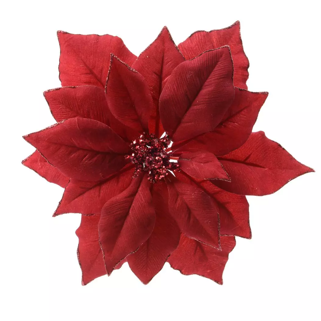 Fleur décorative sur pince (D24 cm) Bella Rouge
