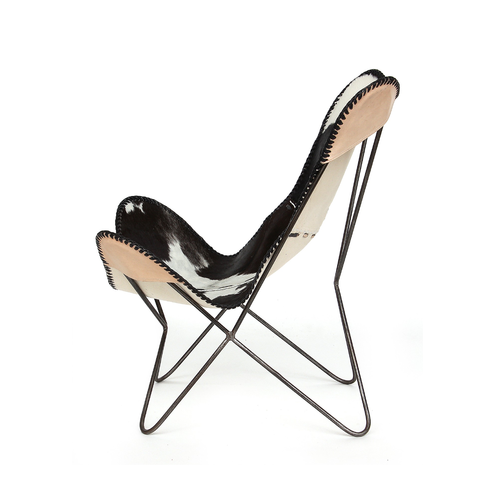 Lounger 'Sam', schwarz-weiß, vernickelt, T 70 cm, B 76 cm, H 92 cm von fischer's lagerhaus