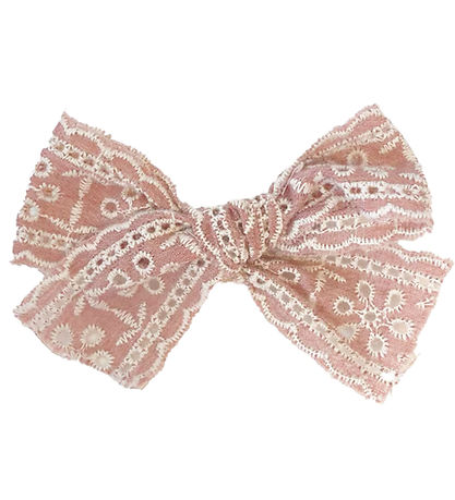 By Stær Haarspange m. Schleife - Franka - 9x4,5 cm - Rosa Strick