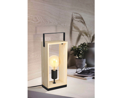 Tafellamp, 1-lichts, H 40 cm, Famborough zwart/naturel + kabelschakelaar