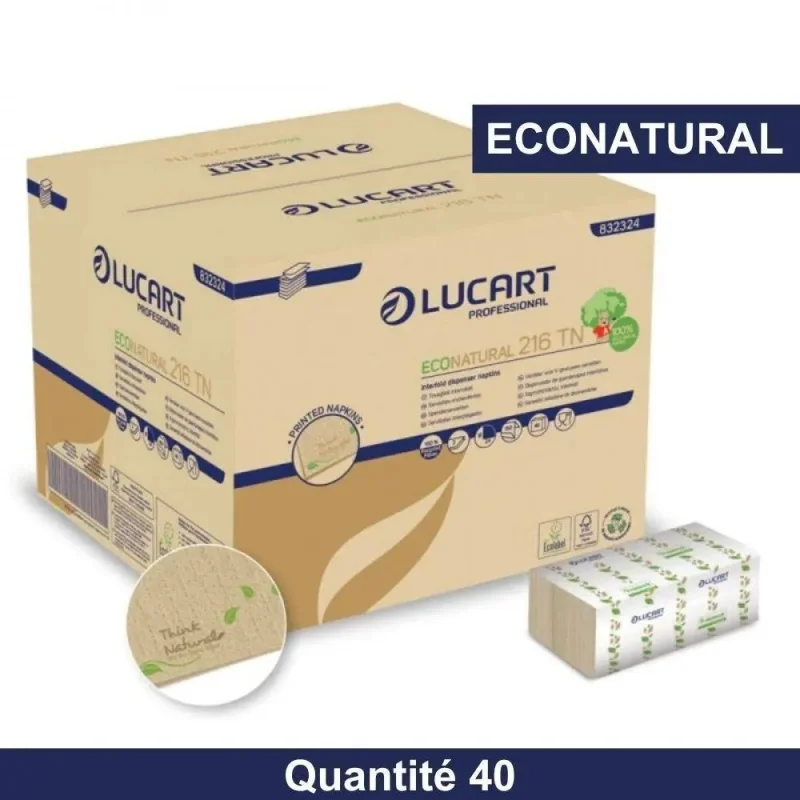 LUCART - Serviettes de table intercalées - 2 plis EcoNatural - x40
