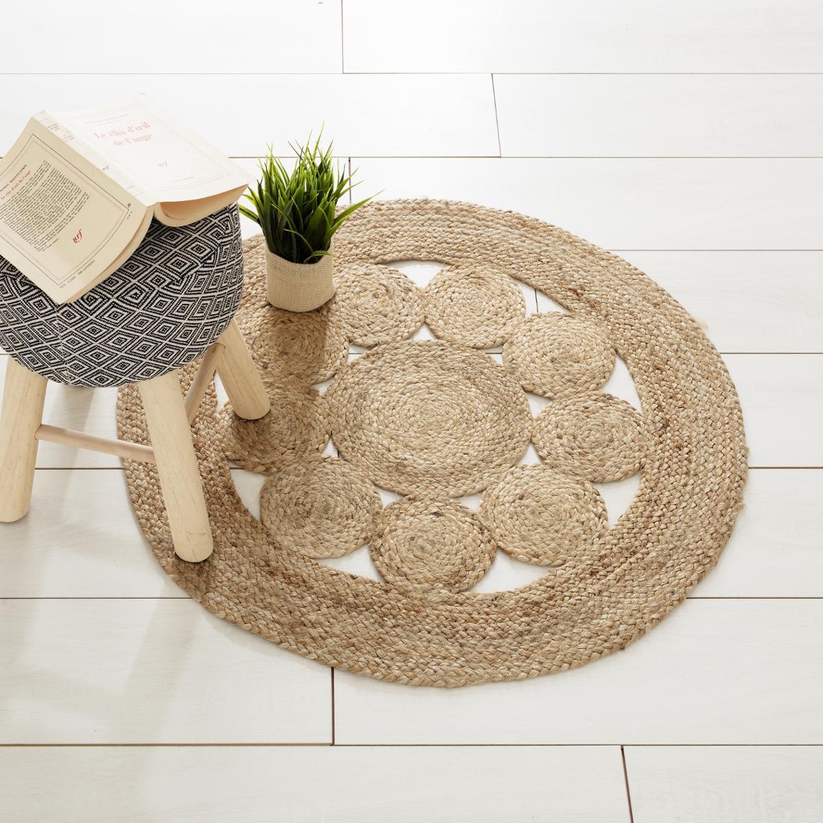 TAPIS AJOURE EN JUTE D.80CM
